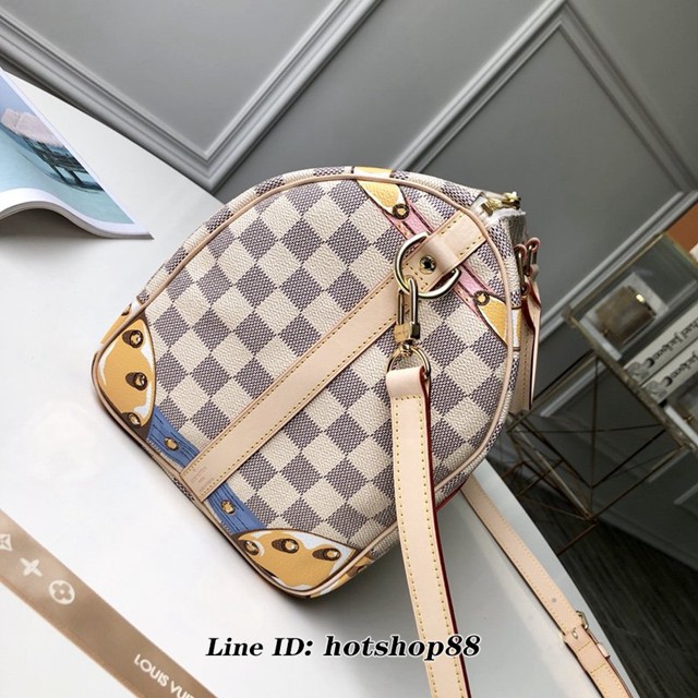 路易威登LV女包 LV白格手提肩背女包 N41063 經典LV掛鎖絲印圖案 SPEEDY 30手袋 xxlv1099